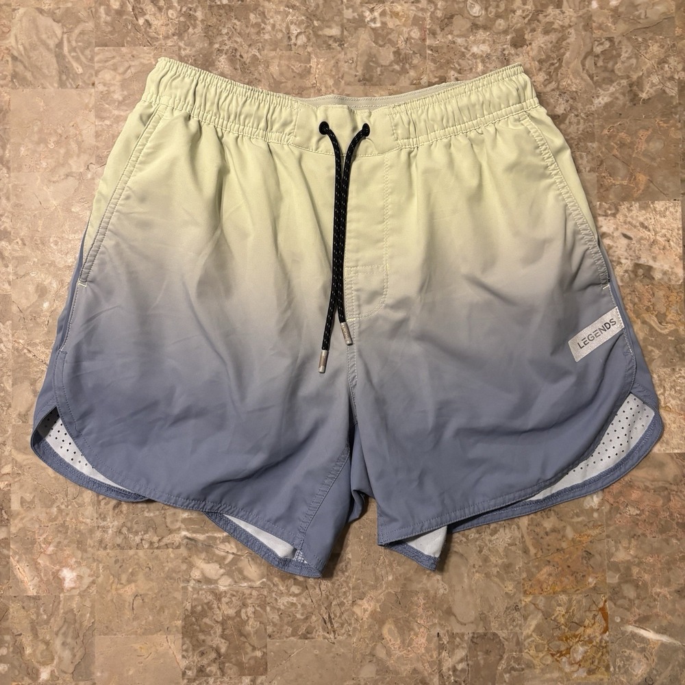 Legends Shorts Mens Medium Luka 5" Blue Yellow Ombre Lined Gym Running